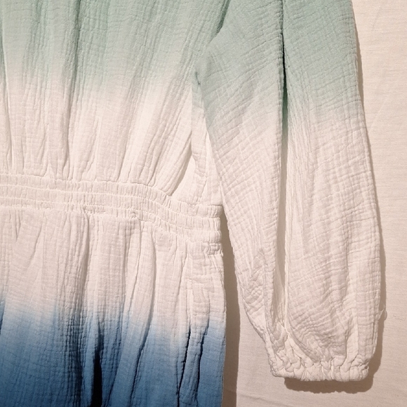 Boho Cotton Midi Dress, Blue Green Ombre, Universal, Sz 10, NWOT - Picture 10 of 13